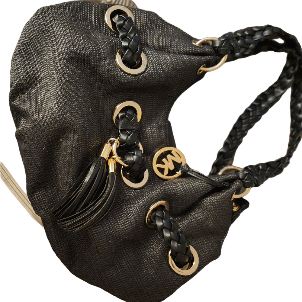 Michael Kors Black Hobo Bag with Gold Accents
